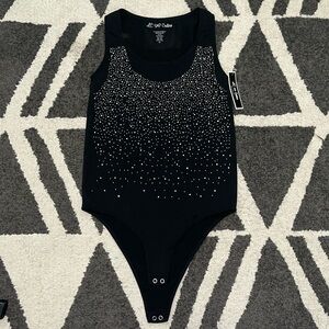 Black Body Suit with Rhinestones